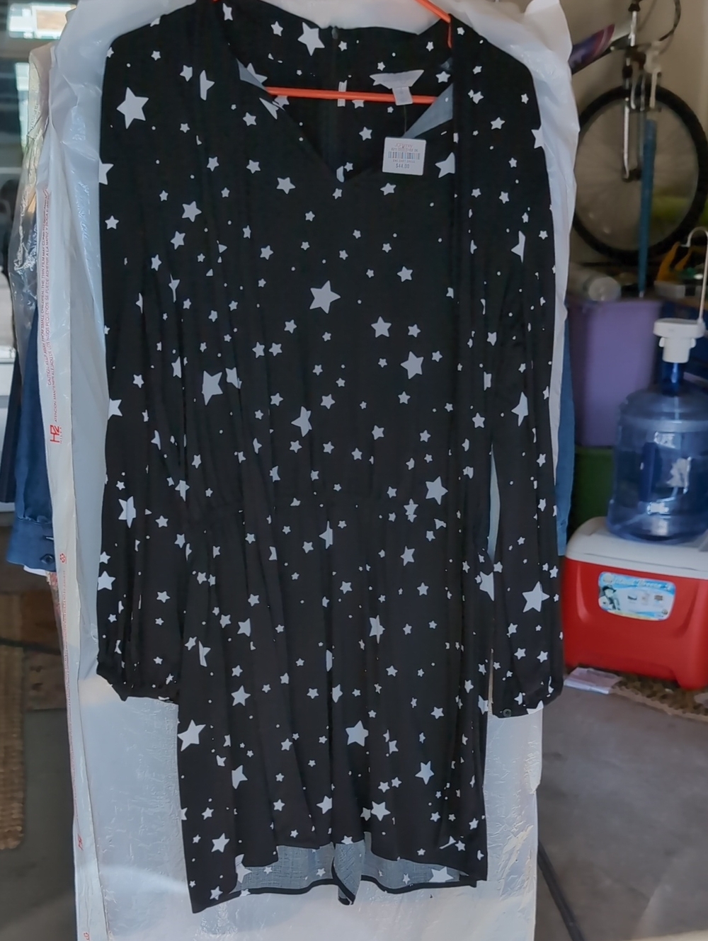 Black Star-Print Women/Juinors Dress - Stylish Long Sleeve